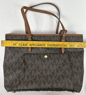 Michael Kors Signature Brown Leather Tote and Knit Scarf. Scarf New with Tags