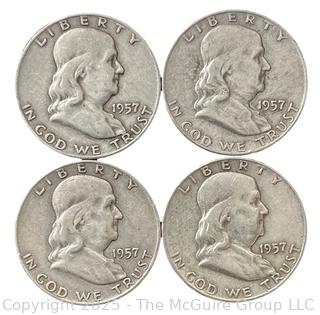 Four (4) 1957 (D) Franklin Half Dollar Silver Coins