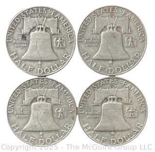 Four (4) 1957 (D) Franklin Half Dollar Silver Coins