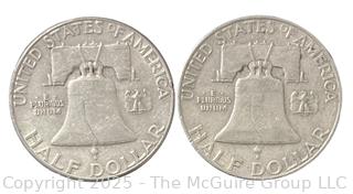 Two (2) 1958/1959 (P) Franklin Half Dollar Silver Coins