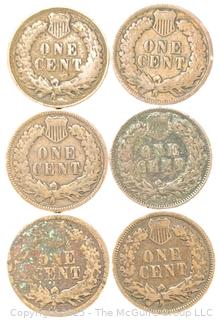 Six (6) US Indian Head One Cent Coins