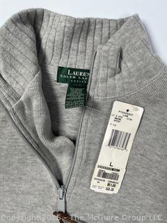 Women’s Beige Ralph Lauren Cotton Knit Quarter Zip Sweater. Size Large, New with Tags