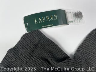 Women's Ralph Lauren Grey Striped Turtle Neck Sweater. Size Large, New with Tags.