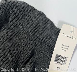 Women's Ralph Lauren Grey Striped Turtle Neck Sweater. Size Large, New with Tags.
