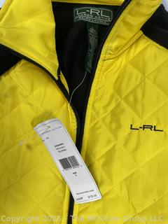 Women's Ralph Lauren Active Wear Black & Yellow Quilted Zip Front Jacket. Size Large, New with Tags.