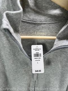 Women's LL Bean Grey Zip Front Knit Jacket. Size Large, New with Tag.