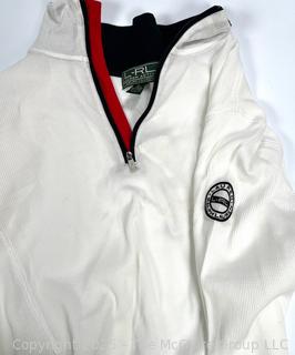 Women's Ralph Lauren Black & White Quarter Zip Knit Pull Over. Size XL, New Without Tag.