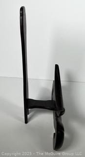 Chinese Wood Table Top Easel. Stand or Display for Large Plates or Chargers. Curve Measures 15" Wide.  