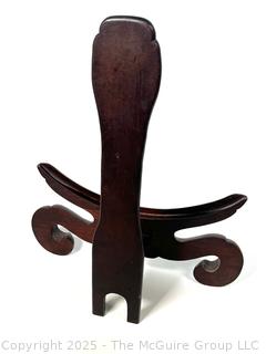 Chinese Wood Table Top Easel. Stand or Display for Large Plates or Chargers. Curve Measures 15" Wide.  
