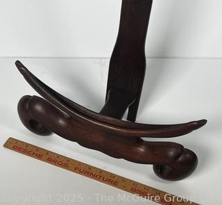 Chinese Wood Table Top Easel. Stand or Display for Large Plates or Chargers. Curve Measures 15" Wide.  