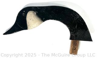 Painted Wooden Goose Neck Folk Art on Swivel