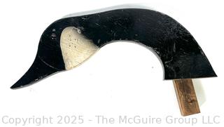 Painted Wooden Goose Neck Folk Art on Swivel