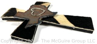 Hand Made Texas Cowhide Crucifix Signed by Artist