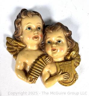 Cherubs Wall Hanging, Metal Rabbit Stepping Plate and Bluejay Ornament