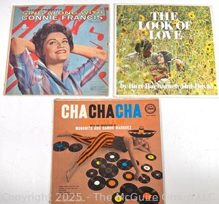 Three (3) Vinyl LP Record Albums'60's: Connie Francis, Cha Cha, Look of Love