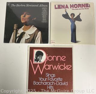 Three (3) Vinyl LP Record Albums Female Artists: Streisand, Warwick, Horne