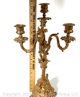Four (4) Light Gilt Rococo Candlestick
