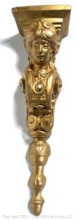 Gilt Painted Archetectural Plaster Wall Pediment with Woman's Face
