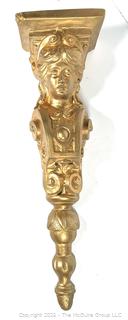 Gilt Painted Archetectural Plaster Wall Pediment with Woman's Face