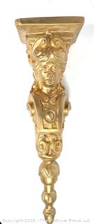 Gilt Painted Archetectural Plaster Wall Pediment with Woman's Face