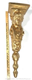 Gilt Painted Archetectural Plaster Wall Pediment with Woman's Face