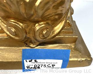 Gilt Painted Architectural Plaster Wall Pediment with Woman's Face