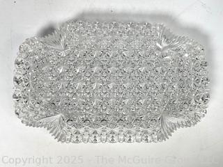 Brilliant Cut Crystal Serving Dish and Tin Lined Wooden Trinket Box