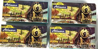 Four (4) Athearns HO scale model train cars in original boxes.