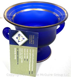 ?????? Ceramic and Blue Glass Grouping: Royal Winton sugar and creamer set and two Hammersley Mugs