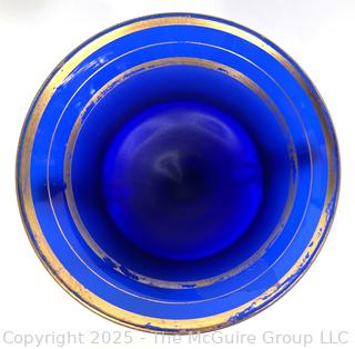 ?????? Ceramic and Blue Glass Grouping: Royal Winton sugar and creamer set and two Hammersley Mugs