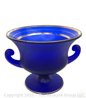 ?????? Ceramic and Blue Glass Grouping: Royal Winton sugar and creamer set and two Hammersley Mugs