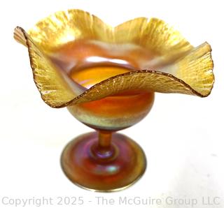 Louis Comfort Tiffany Favrile Iridescent Glass Footed Bowl or Compote Dish. Signed by L.C. Tiffany on Bottom. See All Photos 