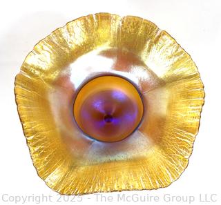 Louis Comfort Tiffany Favrile Iridescent Glass Footed Bowl or Compote Dish. Signed by L.C. Tiffany on Bottom. See All Photos 