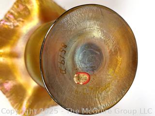 Louis Comfort Tiffany Favrile Iridescent Glass Footed Bowl or Compote Dish. Signed by L.C. Tiffany on Bottom. See All Photos 