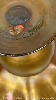 Louis Comfort Tiffany Favrile Iridescent Glass Footed Bowl or Compote Dish. Signed by L.C. Tiffany on Bottom. See All Photos 