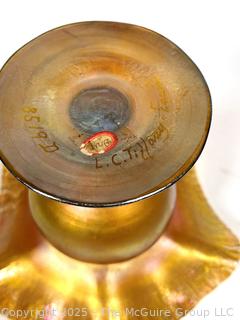 Louis Comfort Tiffany Favrile Iridescent Glass Footed Bowl or Compote Dish. Signed by L.C. Tiffany on Bottom. See All Photos 