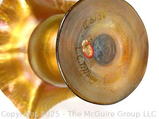 Louis Comfort Tiffany Favrile Iridescent Glass Footed Bowl or Compote Dish. Signed by L.C. Tiffany on Bottom. See All Photos 