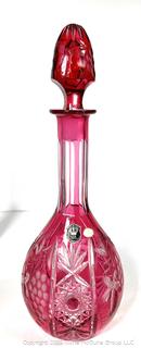 Golden Crown Ruby Cut to Clear Crystal Decanter with Stopper