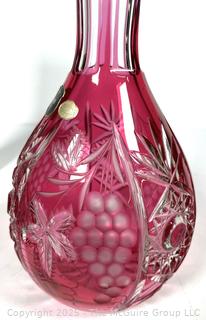 Golden Crown Ruby Cut to Clear Crystal Decanter with Stopper