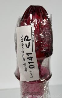 Golden Crown Ruby Cut to Clear Crystal Decanter with Stopper
