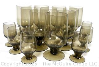 Set of Mid-Century Smokey Glassware