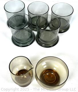 Set of Mid Century Smokey Glassware