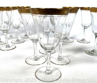 Set of Tiffin Franciscan Rambler Rose Gold Rimmed Crystal Wine Goblets