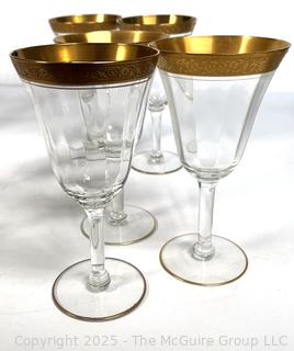 Set of Tiffin Franciscan Rambler Rose Gold Rimmed Crystal Wine Goblets