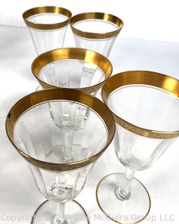 Set of Tiffin Franciscan Rambler Rose Gold Rimmed Crystal Wine Goblets