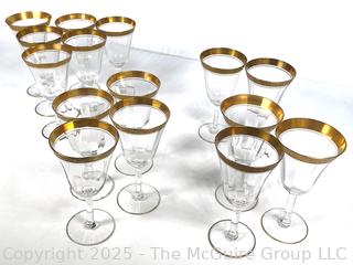 Set of Tiffin Franciscan Rambler Rose Gold Rimmed Crystal Wine Goblets