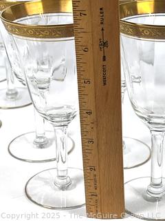 Set of Tiffin Franciscan Rambler Rose Gold Rimmed Crystal Wine Goblets