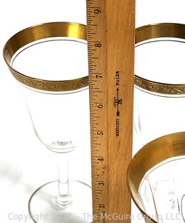 Set of Tiffin Franciscan Rambler Rose Gold Rimmed Crystal Wine Goblets