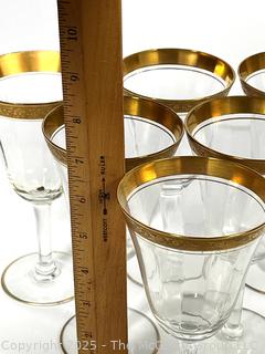 Set of Tiffin Franciscan Rambler Rose Gold Rimmed Crystal Wine Goblets