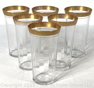 Set of (6) Tiffin Franciscan Rambler Rose Gold Rimmed Crystal Tumblers